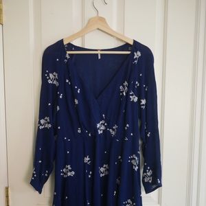 Free people blue embroidered flower dress